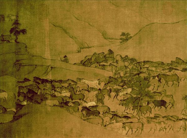 318,国画,国画人物,李公麟,《临韦偃放牧图》
