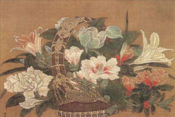 318,国画,国画花鸟,李嵩,《花篮图》