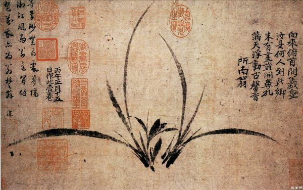 318,318艺术,国画,国画花鸟,郑思肖,《墨兰图》卷