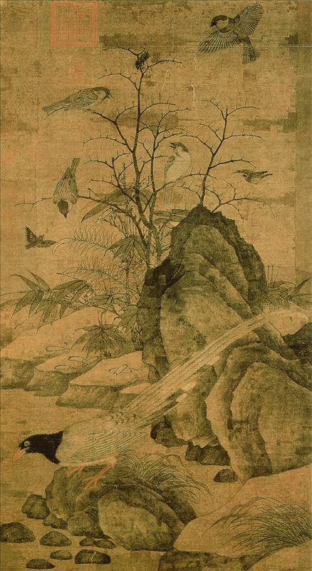 318,318艺术,国画,国画花鸟,黄居寀,《山鹧棘雀图》轴