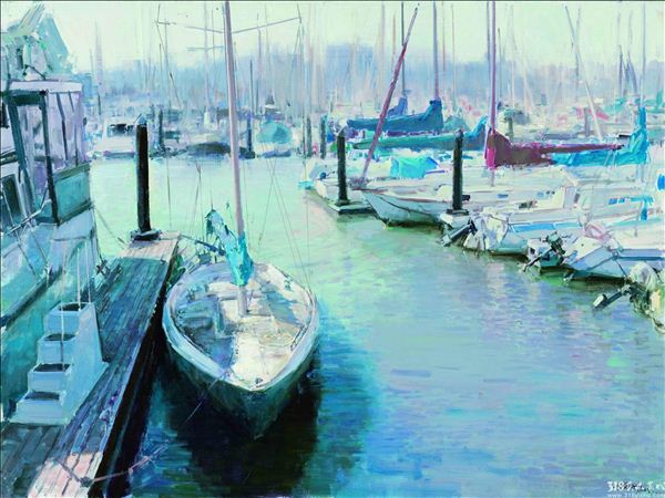 318,318艺术,李金明,油画,《海港系列之一》