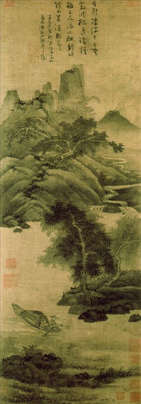 318,318艺术,美术鉴赏,国画山水,吴镇,《渔父图》