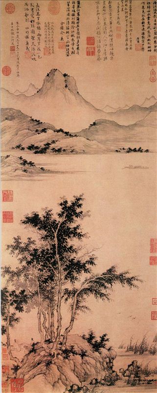 318,318艺术,美术鉴赏,国画山水,盛懋,《秋江待渡图》