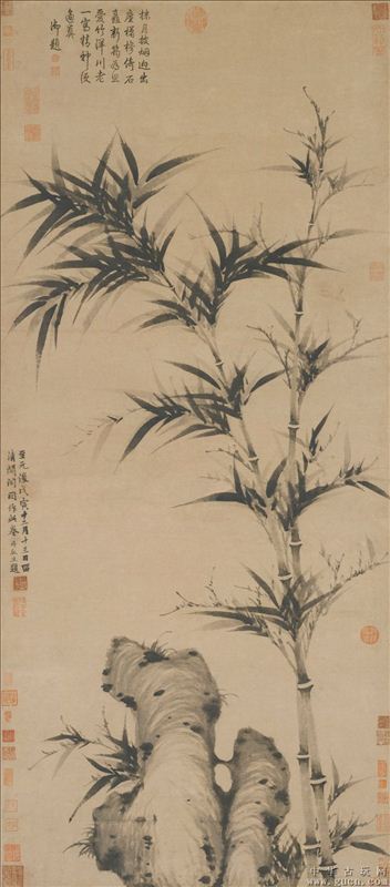 318,318艺术,美术鉴赏,国画花鸟,柯九思,《清閟阁墨竹图》
