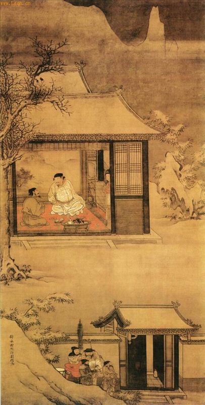 318,318艺术,美术鉴赏,国画人物,刘俊,《雪夜访普图》