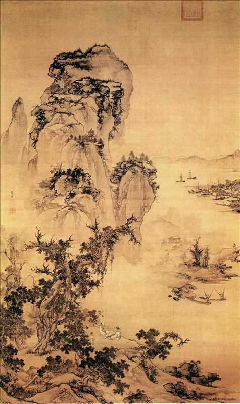 318,318艺术,美术鉴赏,国画山水,朱端,《烟江远眺图》