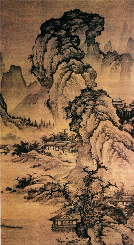 318,318艺术,美术鉴赏,国画山水,李在,《山村图》