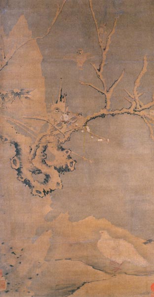 318,318艺术,美术鉴赏,国画花鸟,孙隆,《雪禽梅竹图》