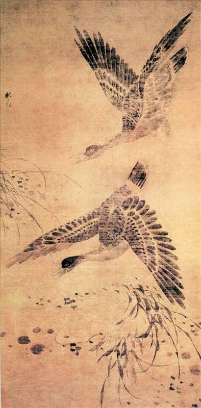 318,318艺术,美术鉴赏,国画花鸟,林良,《芦雁图》
