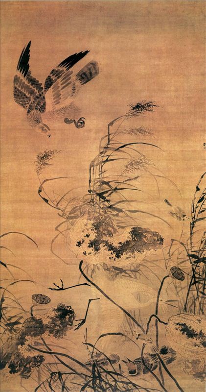 318,318艺术,美术鉴赏,国画花鸟,吕纪,《残荷鹰鹭图》
