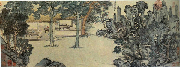 318,318艺术,美术鉴赏,国画山水,文徵明,《真赏斋图》