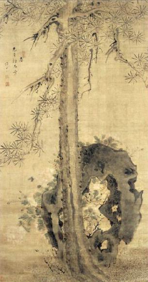 318,318艺术,美术鉴赏,国画,国画山水,朱耷,《松石牡丹图》