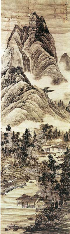318,318艺术,美术鉴赏,国画,国画山水,金陵八家,邹喆,《云峦水村图》