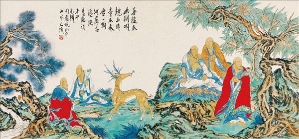 318,318艺术,艺术品交易网站,范扬,国画,《观鹿图》